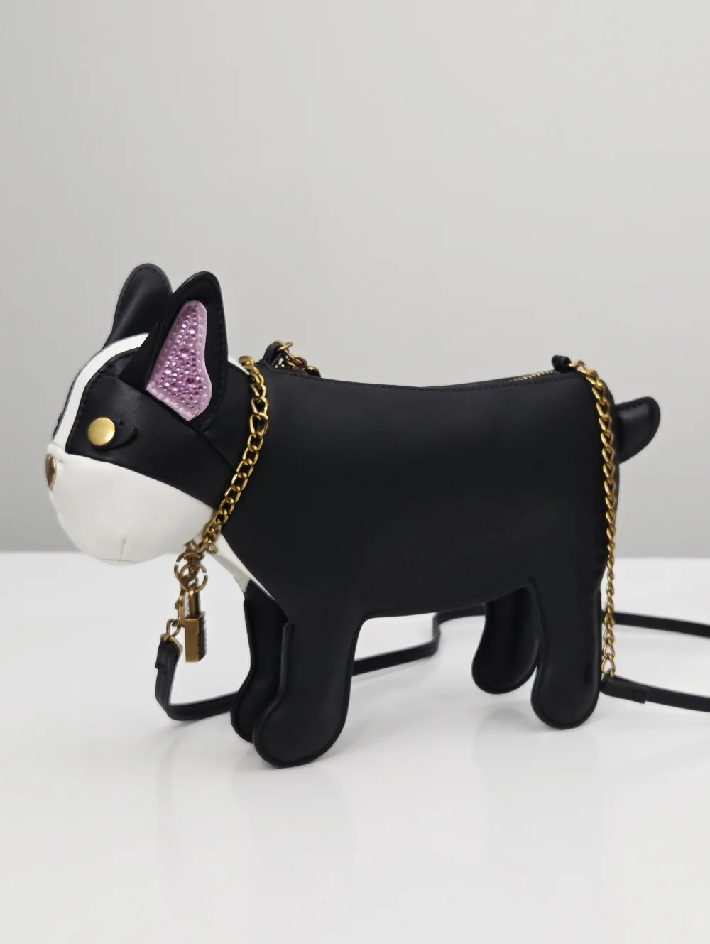 BETSEY JOHNSON KITSCH FRENCHY DOG CROSSBODY BAG WITH REMOVABLE CHARM BRACELET